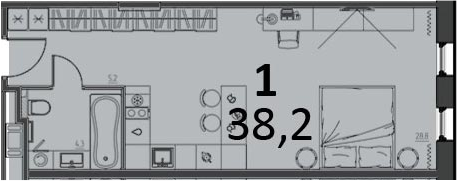 Студия 38.2 м²