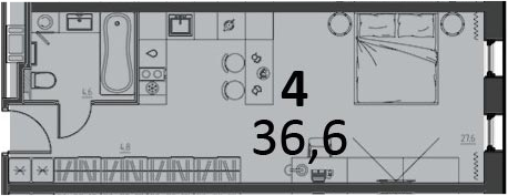 Студия 36.6 м²