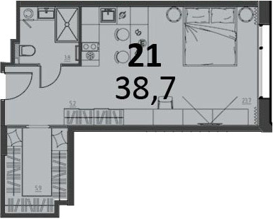 Студия 38.64 м²